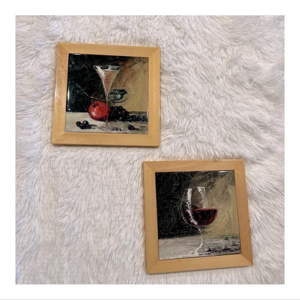 🩶 Set of 2 8x8 Cocktail Wall Hangings 🍷